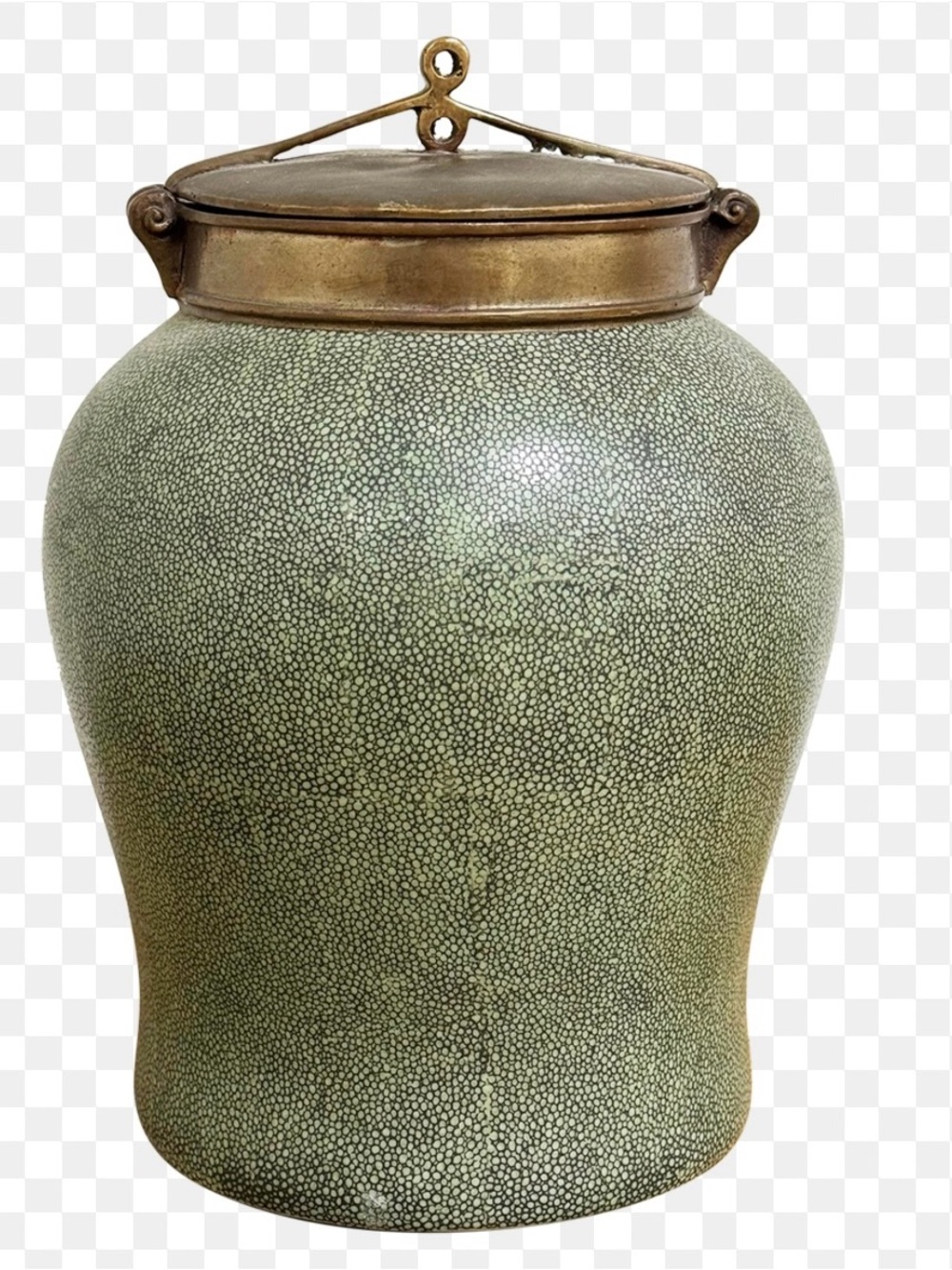 EXCELLENT VINTAGE TOZAI FAUX SHAGREEN PORCELAIN  Lidded  Temple Jar